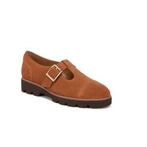 Vionic Women's Suede Mary Jane Mule in Tan Brown with Gold Buckle Size 10